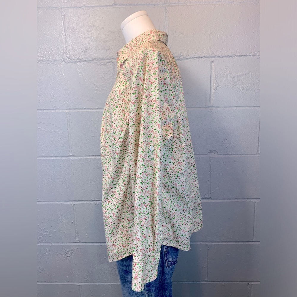 Talbots Cream Pink Floral Long Sleeve Button Down Shirt Women's Size 14 Petite - Picture 5 of 9